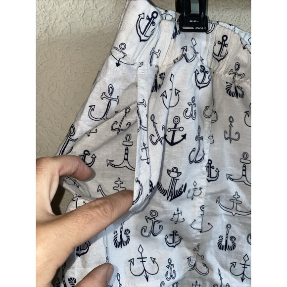 linen shorts Anchor Boat Nautical XL Elastic Waist Liz Claiborne Beach Lake - Picture 5 of 10
